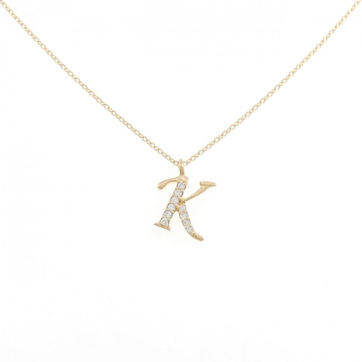 K18YG イニシャルK ダイヤモンド ネックレス 0.05CT【中古】