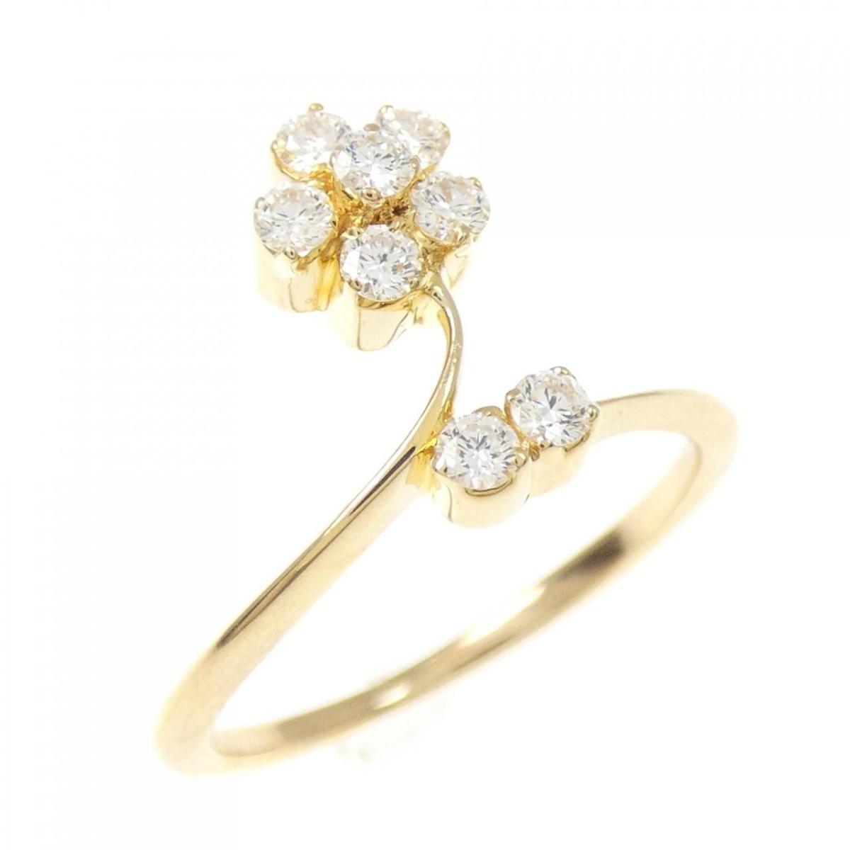 750YG フラワー ダイヤモンド リング 0.22CT【中古】