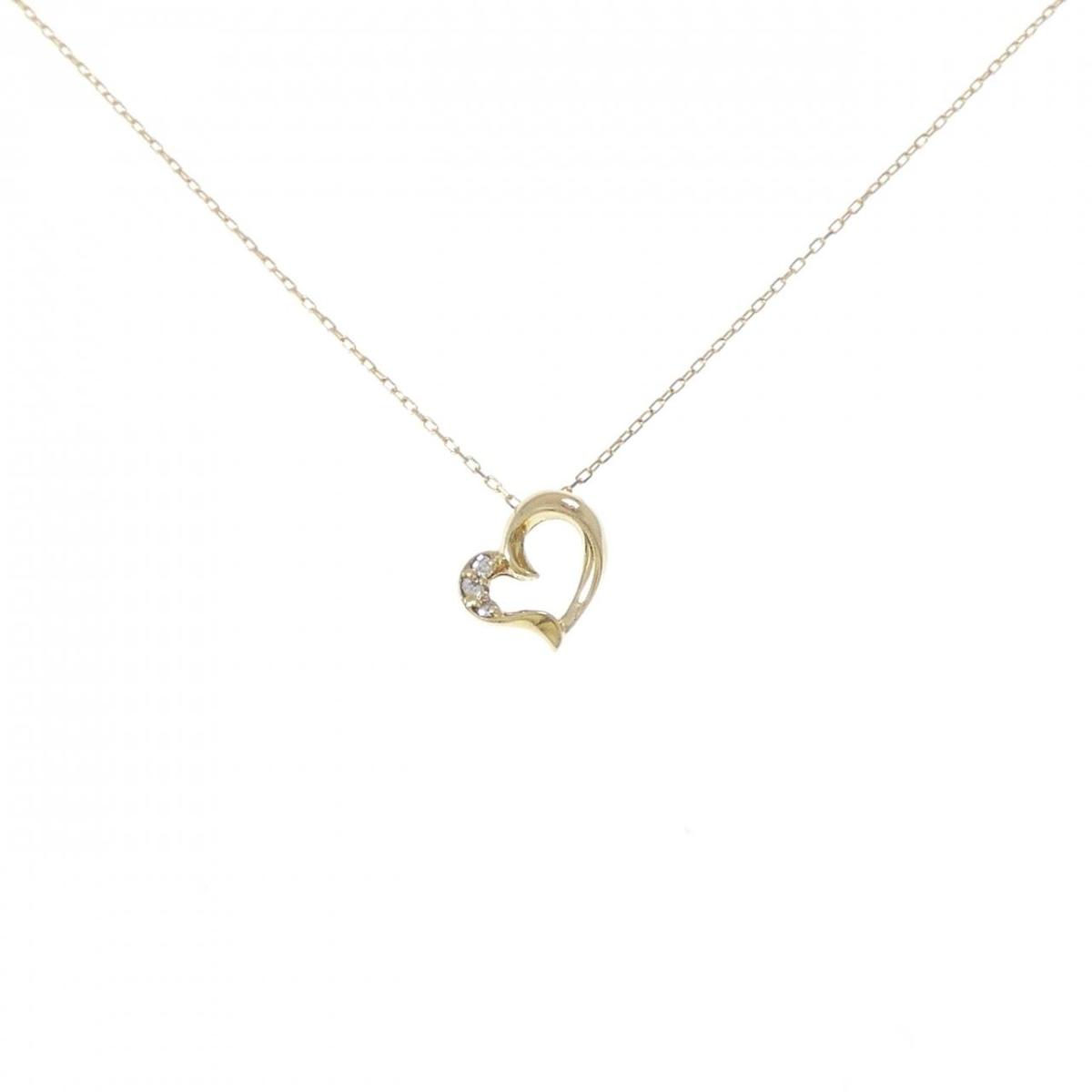 K18YG ハート ダイヤモンド ネックレス 0.02CT【中古】