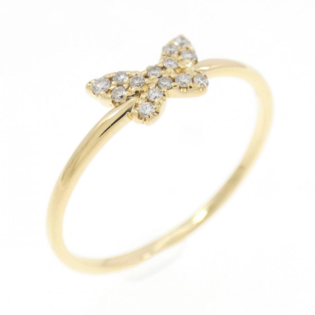 K18YG バタフライ ダイヤモンド リング 0.06CT【中古】