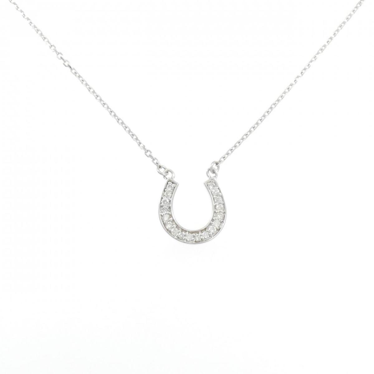 K18WG ホースシュー ダイヤモンド ネックレス 0.18CT【中古】