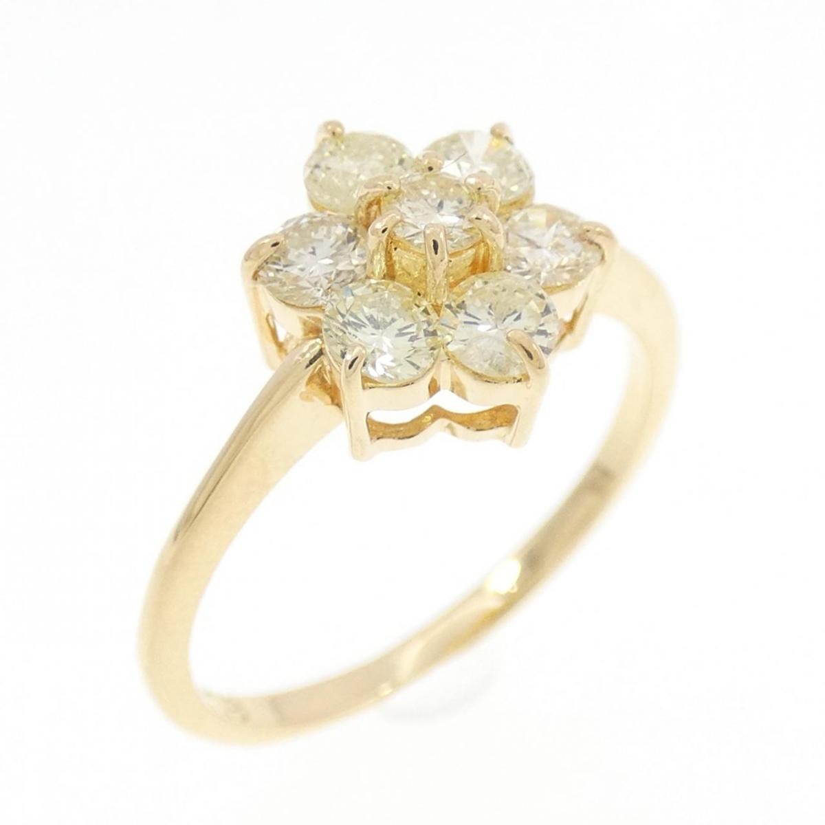 K18YG フラワー ダイヤモンド リング 0.50CT【中古】