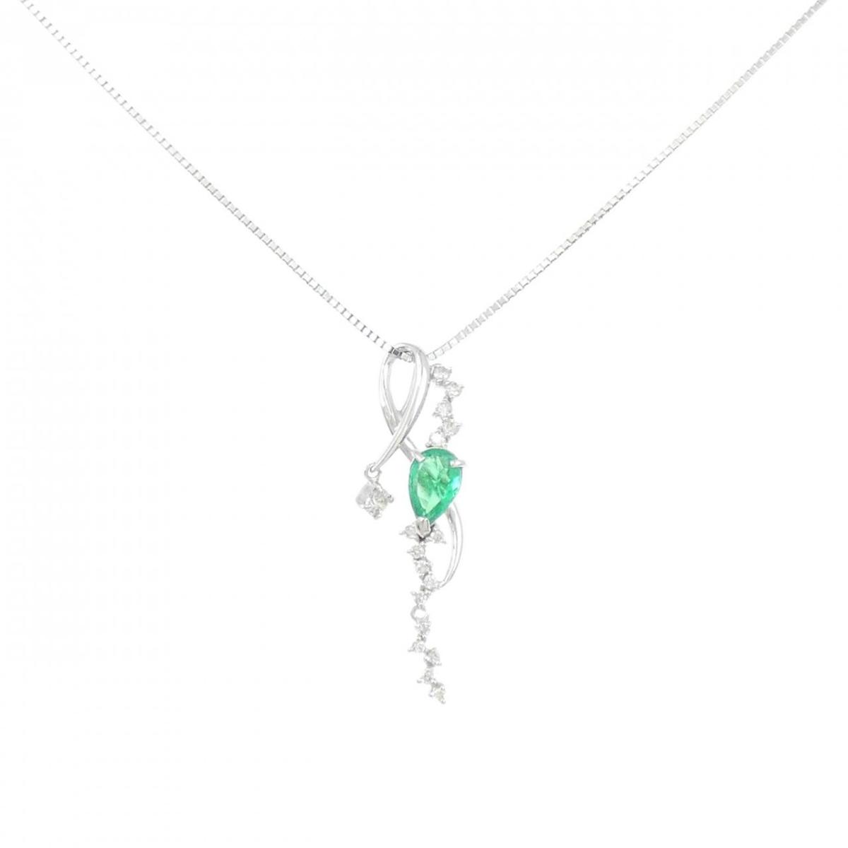 K18WG エメラルド ネックレス 0.400CT【中古】