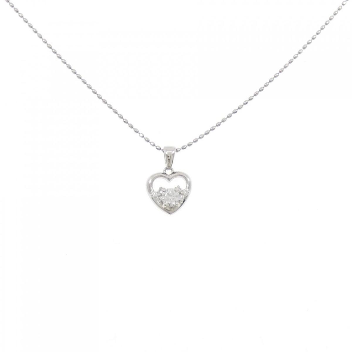 PT900/PT850 ハート ダイヤモンド ネックレス 0.10CT【中古】