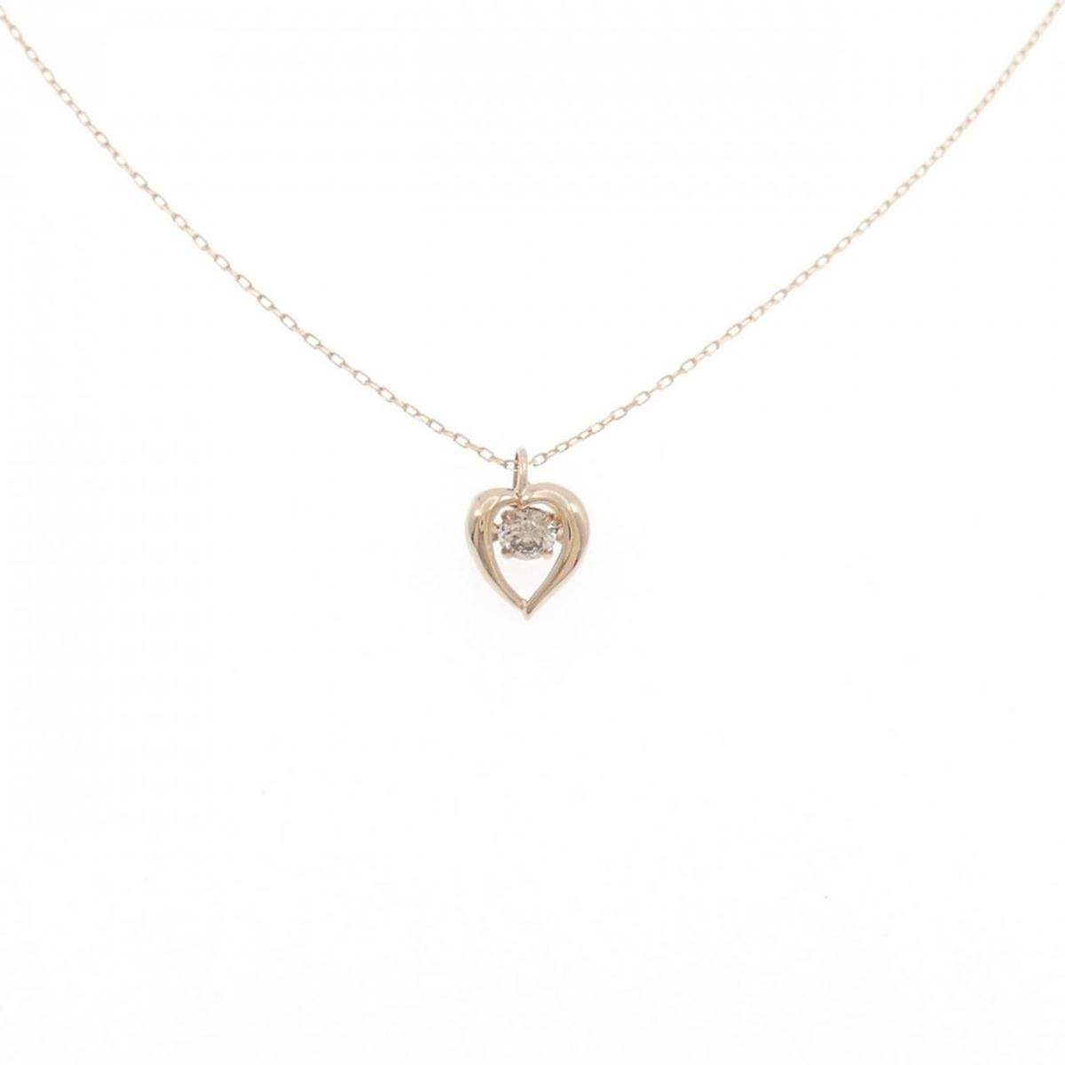 K18PG ハート ダイヤモンド ネックレス 0.08CT【中古】