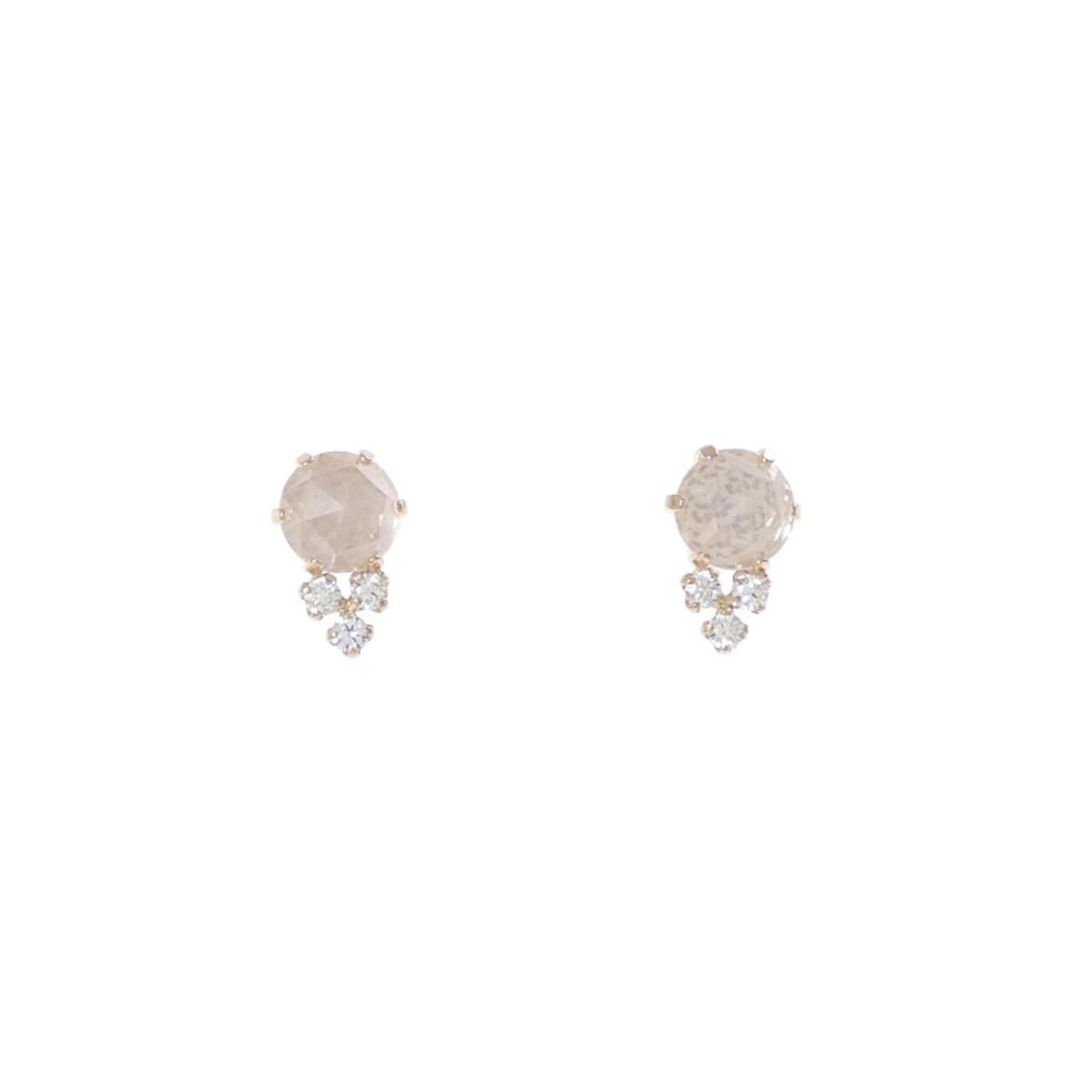 K18PG ローズクオーツ ピアス【中古】