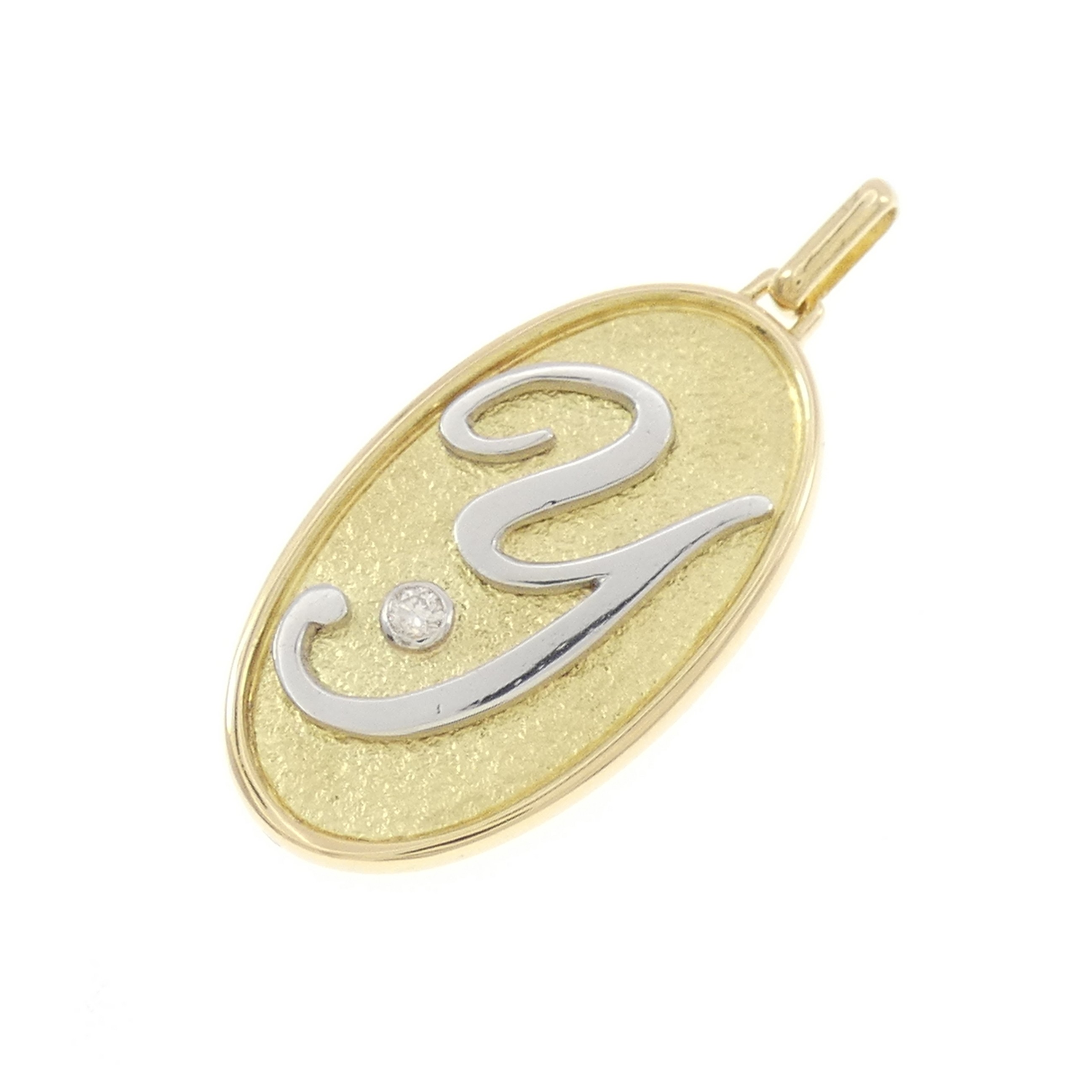 K18YG/K18WG イニシャルY ダイヤモンド ペンダント 0.03CT【中古】