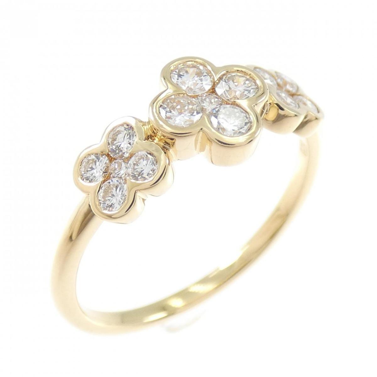 K18YG フラワー ダイヤモンド リング 0.45CT【中古】