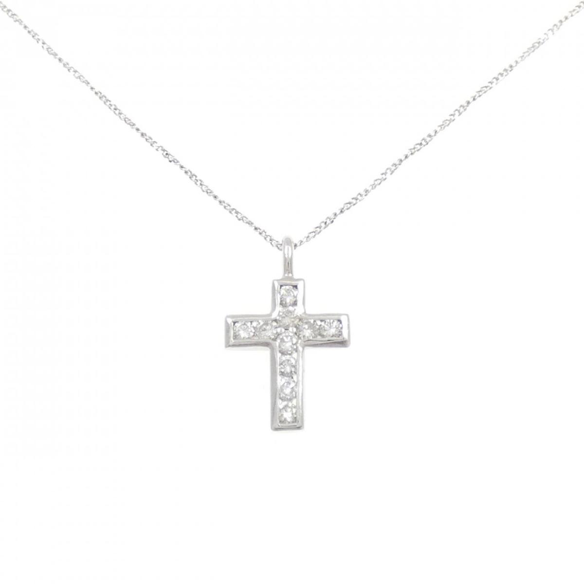 PT900/PT850 クロス ダイヤモンド ネックレス 0.20CT【中古】