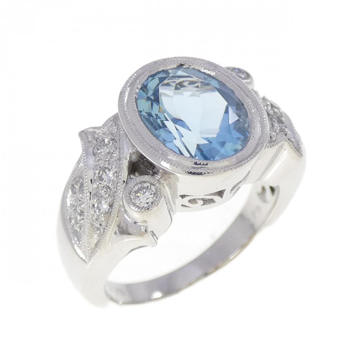 PT900 アクアマリン リング 2.79CT【中古】