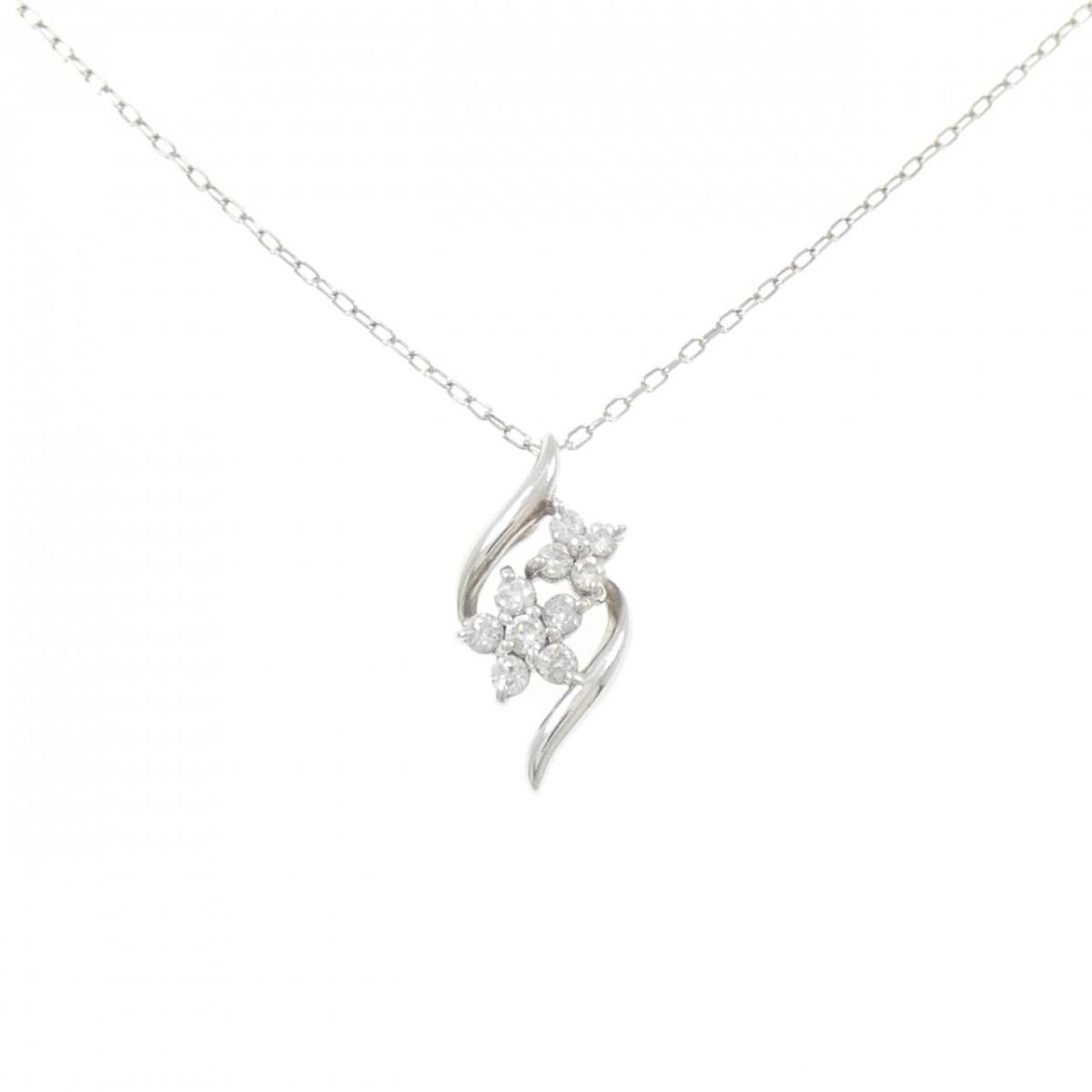 PT900/PT850 フラワー ダイヤモンド ネックレス 0.12CT【中古】