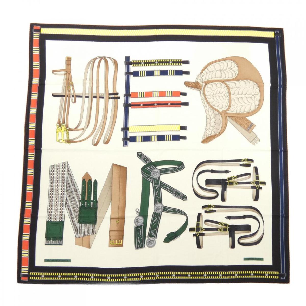 エルメス HERMES LETTRES EQUESTRES H244039S カレジェアン140 膝掛け【中古】