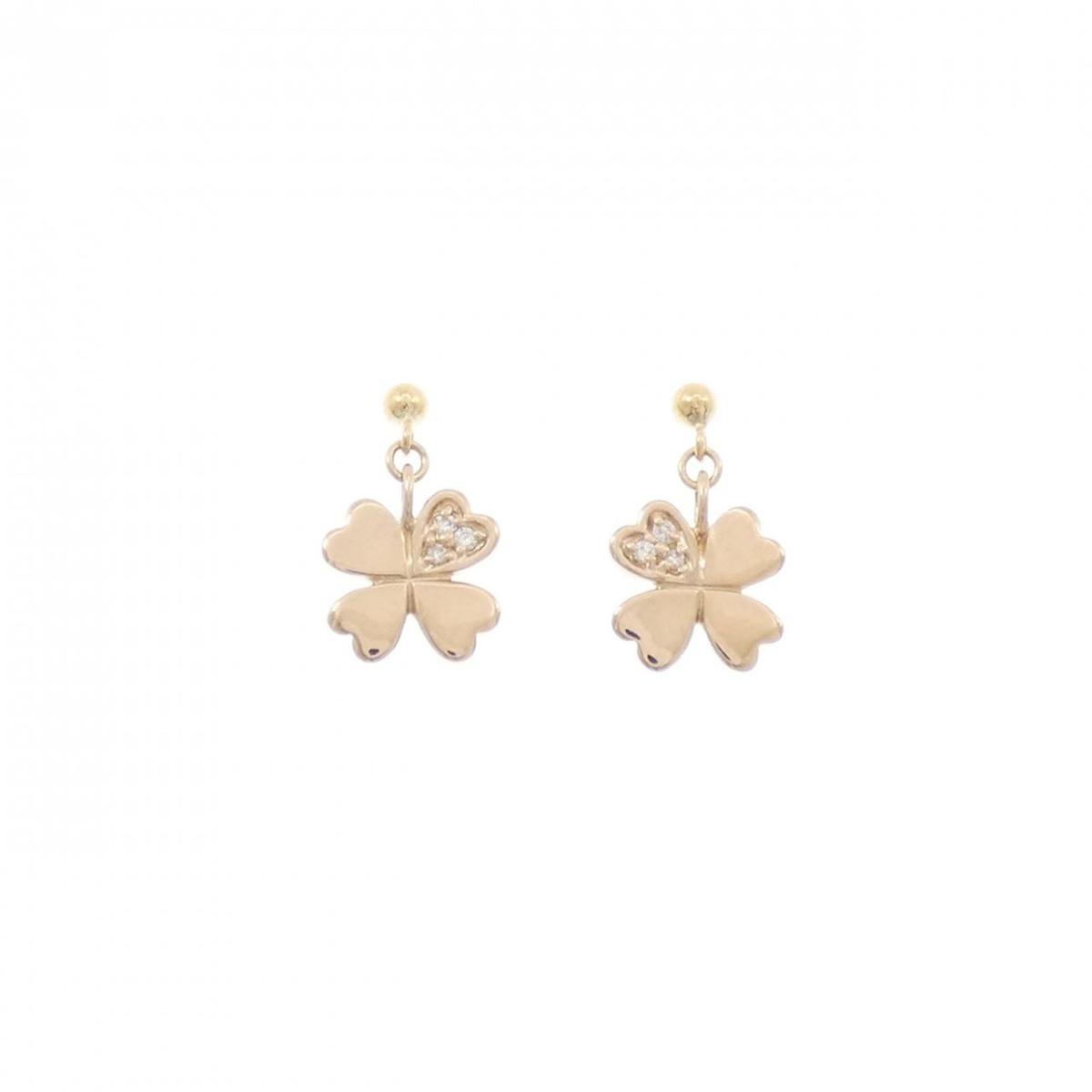 K18PG/K18YG クローバー ダイヤモンド ピアス 0.04CT【中古】|KOMEHYO ONLINESTORE 店
