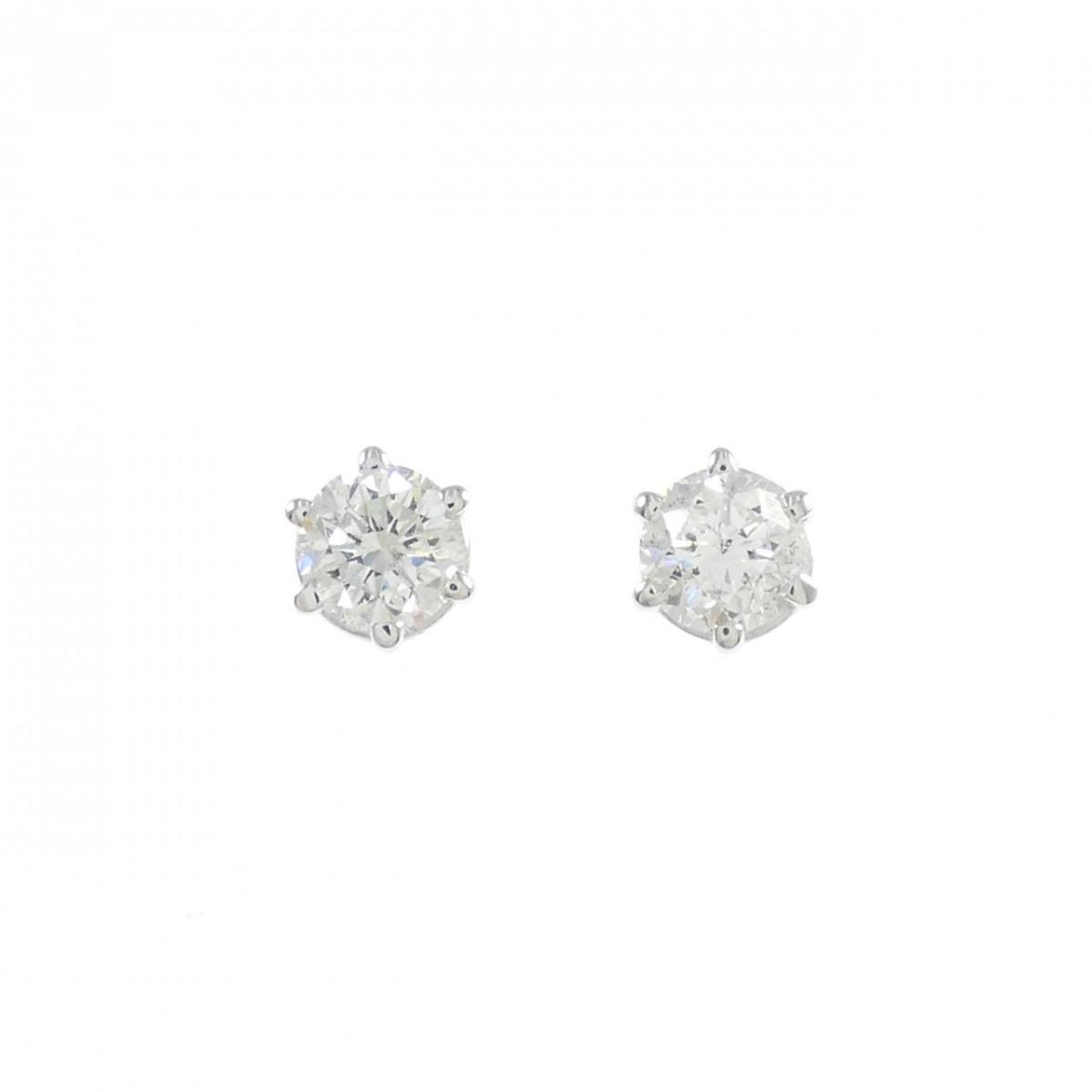K14WG ソリティア ダイヤモンド ピアス【中古】
