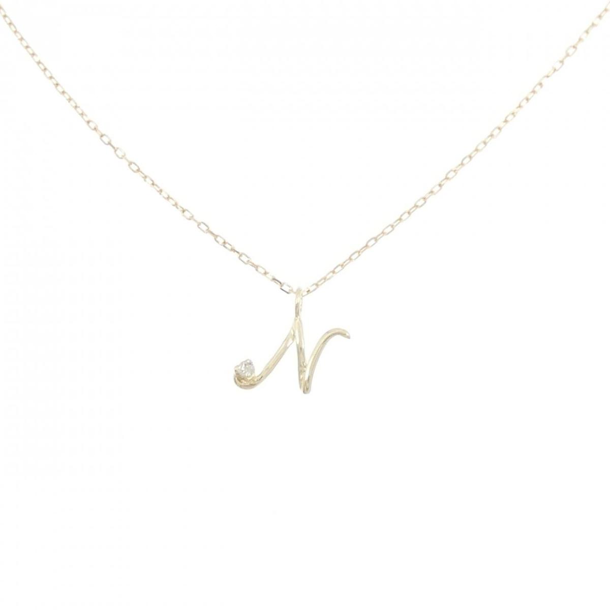K10YG イニシャルN ダイヤモンド ネックレス 0.01CT【中古】