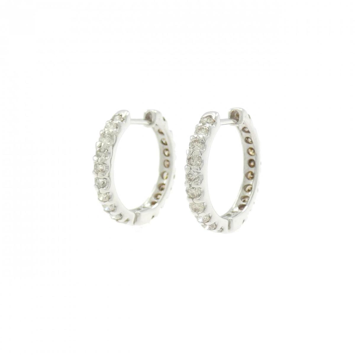 K18WG ダイヤモンド ピアス 1.0CT【中古】