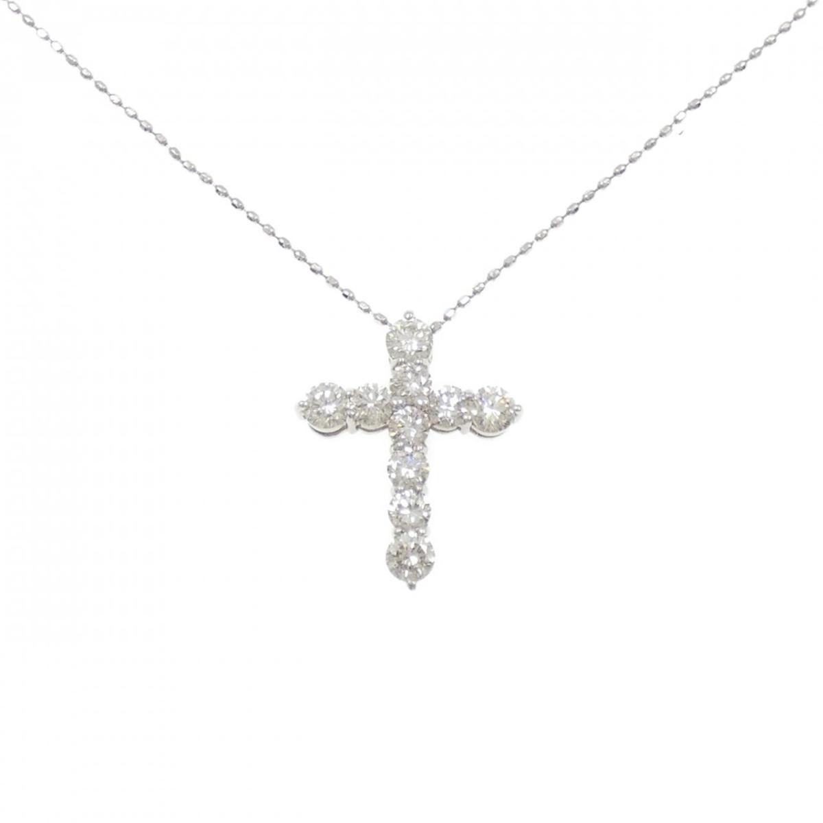 PT900/PT850 クロス ダイヤモンド ネックレス 1.00CT【中古】