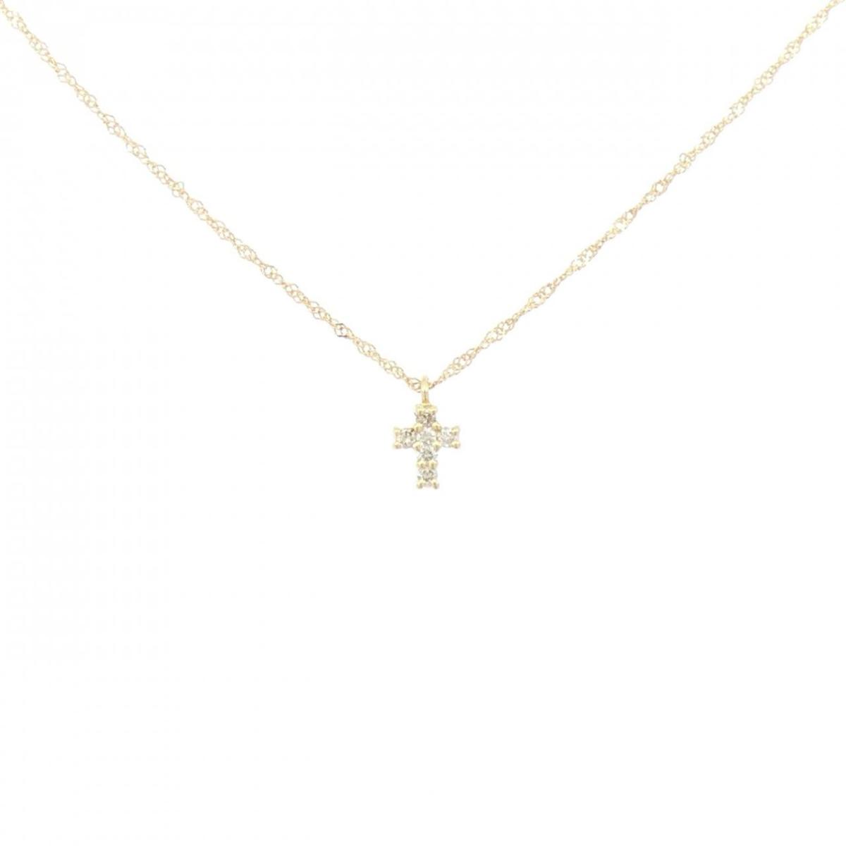 K18YG クロス ダイヤモンド ネックレス 0.03CT【中古】