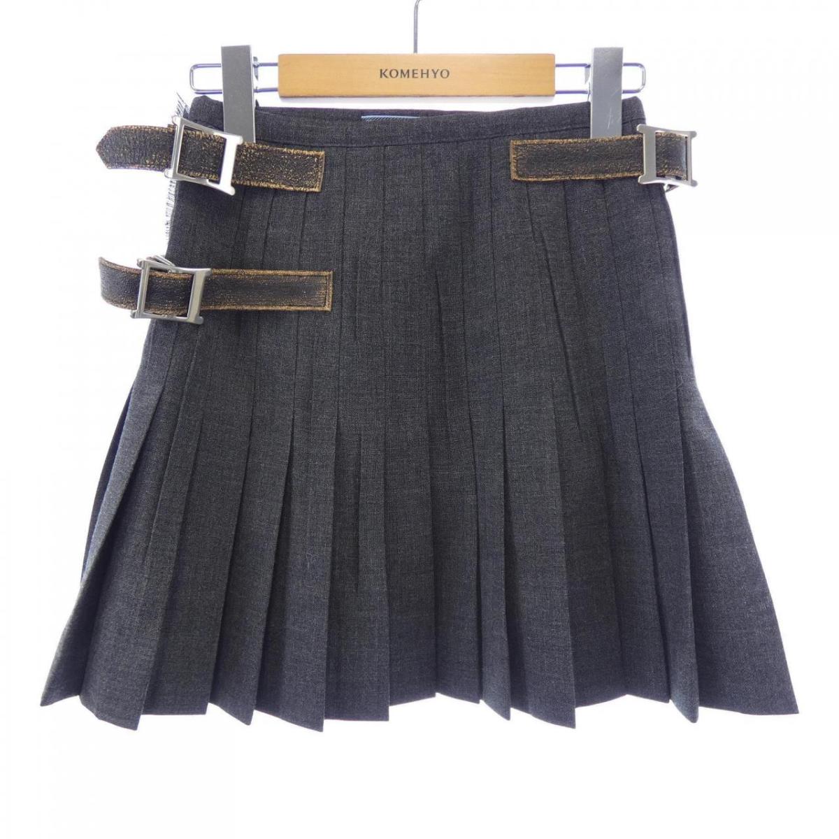プラダ PRADA プリーツ ラッシュステッチ P147ZE SOOO 17N1 スカート【中古】