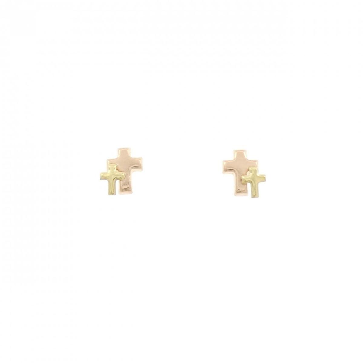 K18PG/K18YG クロス ピアス【中古】