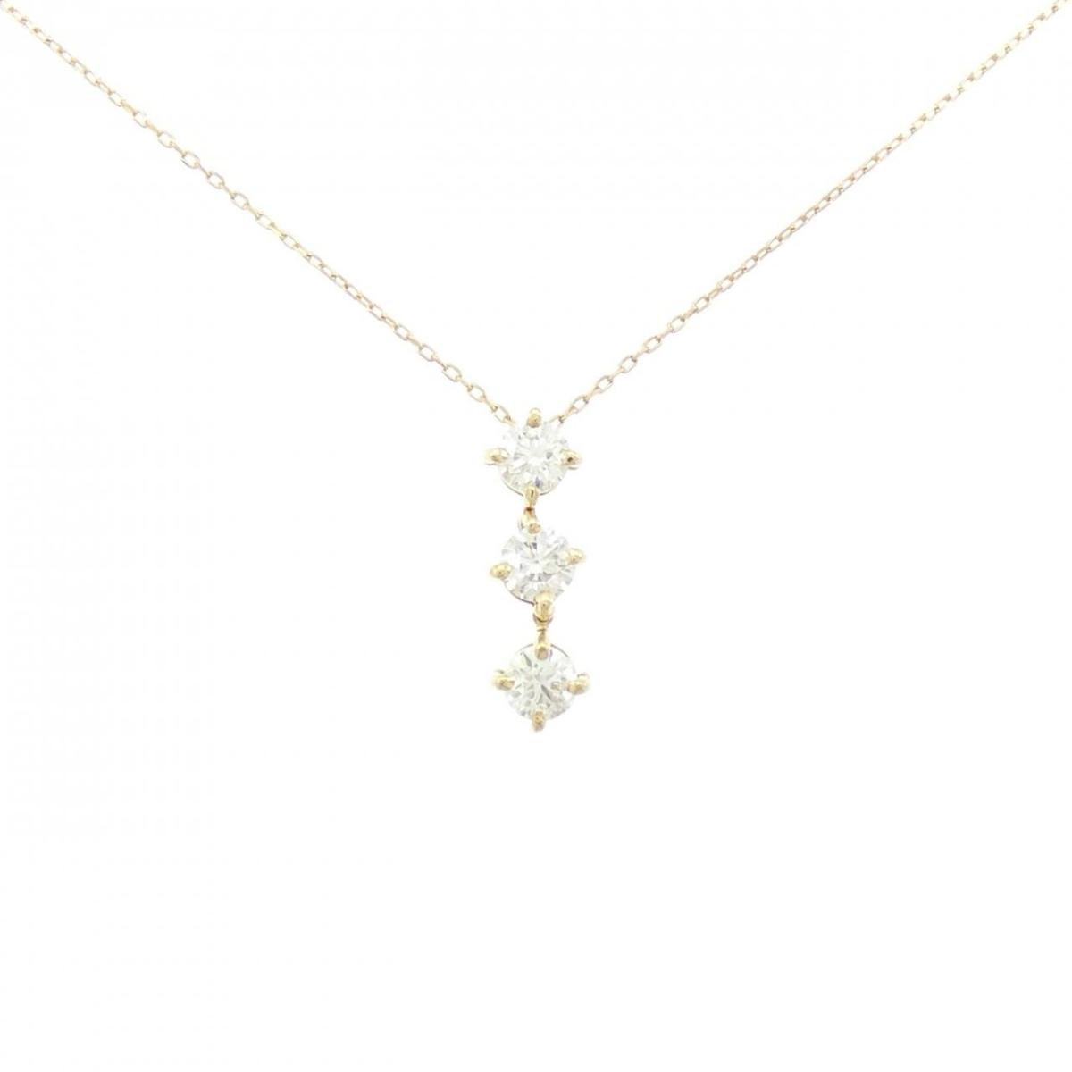 K18YG スリーストーン ダイヤモンド ネックレス 0.50CT【中古】