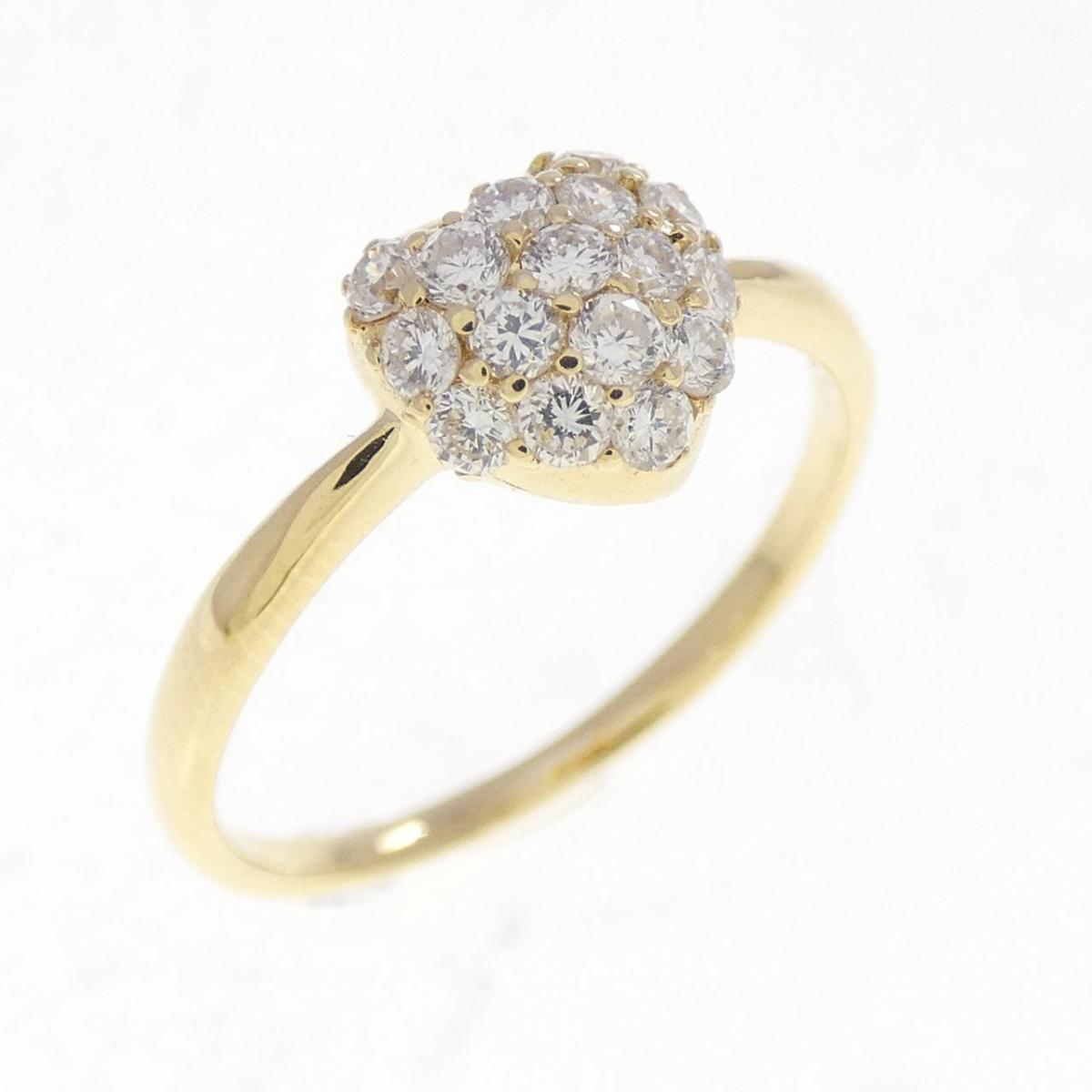 K18YG ハート パヴェ ダイヤモンド リング 0.27CT【中古】