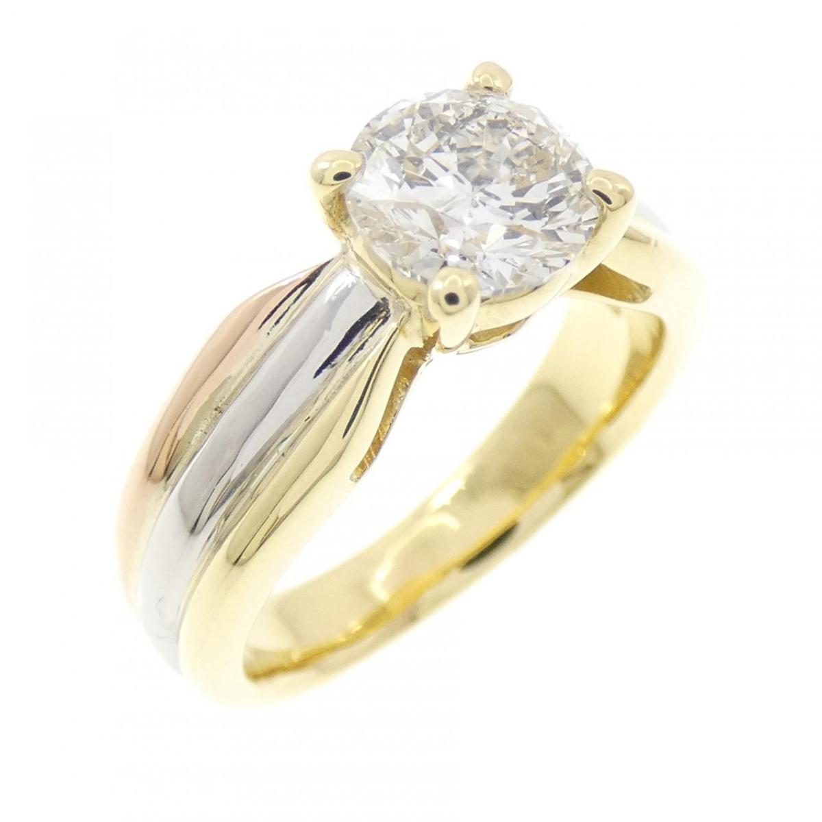K18YG/PT900/K18PG ダイヤモンド リング 1.006CT【中古】