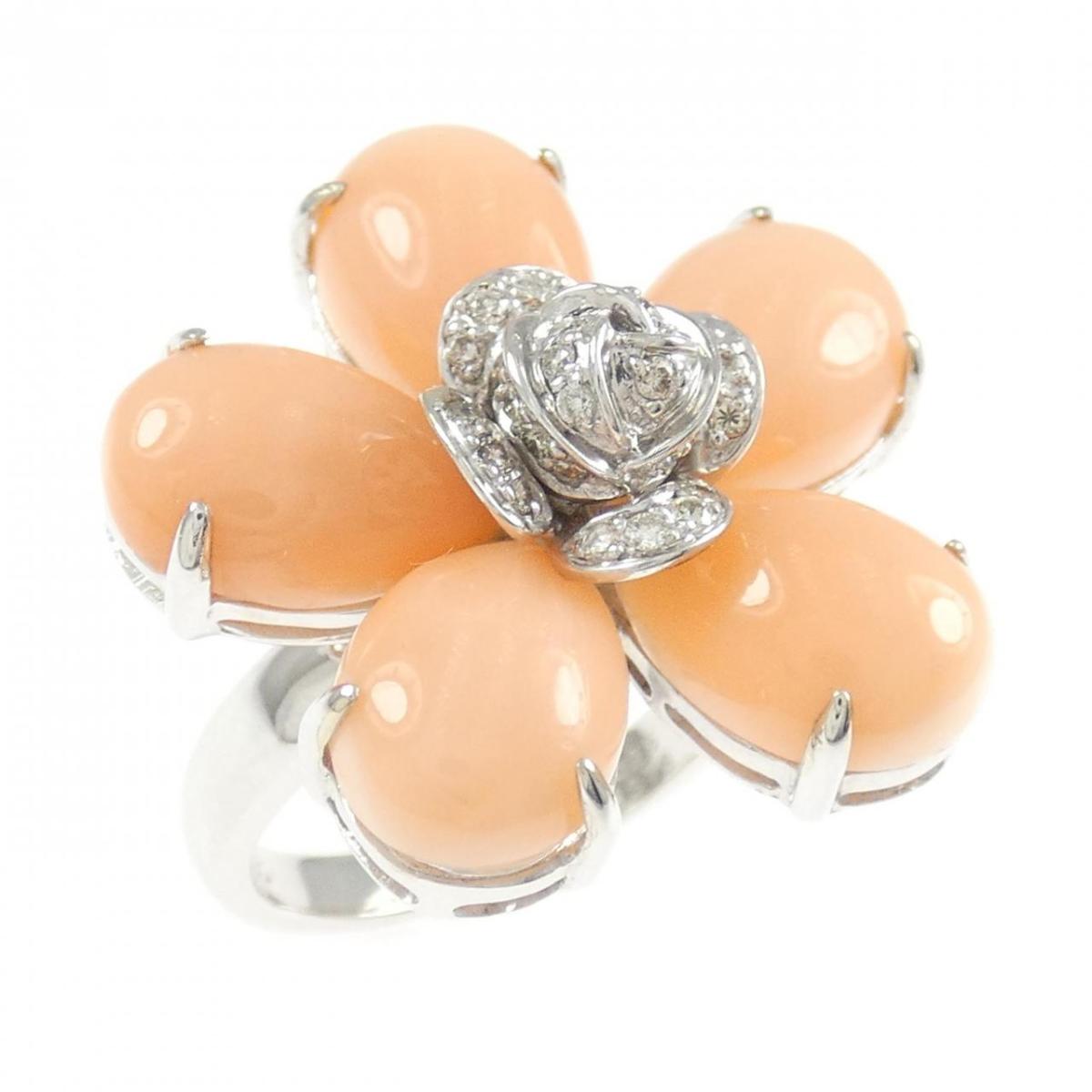 750WG フラワー サンゴ リング 13.78CT【中古】｜KOMEHYO ONLINESTORE 店
