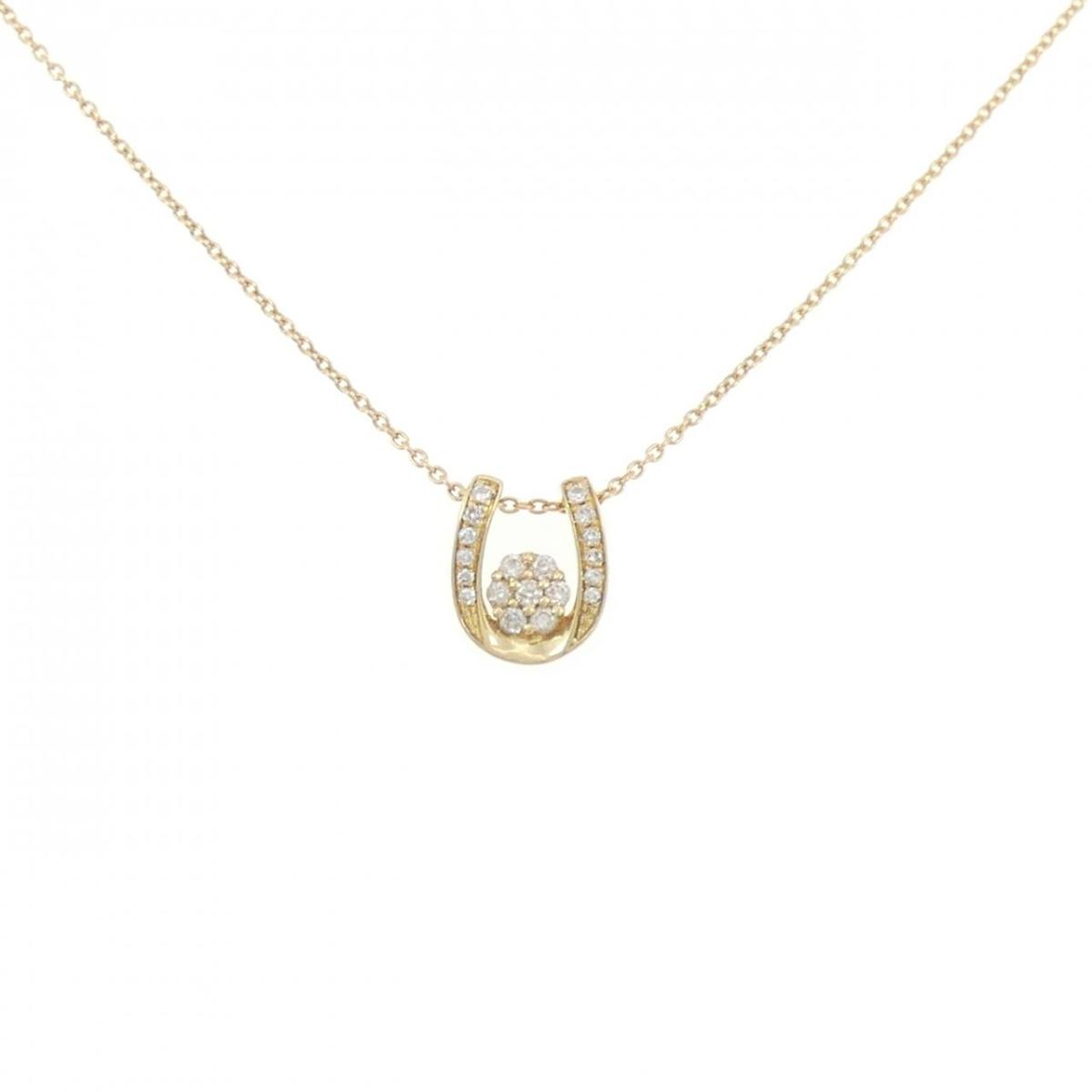 K18YG ホースシュー&times;フラワー ダイヤモンド ネックレス 0.15CT【中古】｜KOMEHYO ONLINESTORE 店