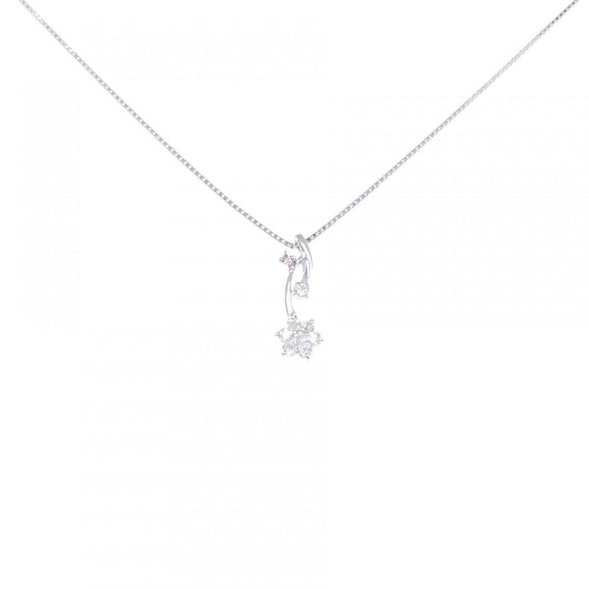 K18WG/750WG フラワー ピンクダイヤモンド ネックレス 0.01CT【中古】|KOMEHYO ONLINESTORE 店