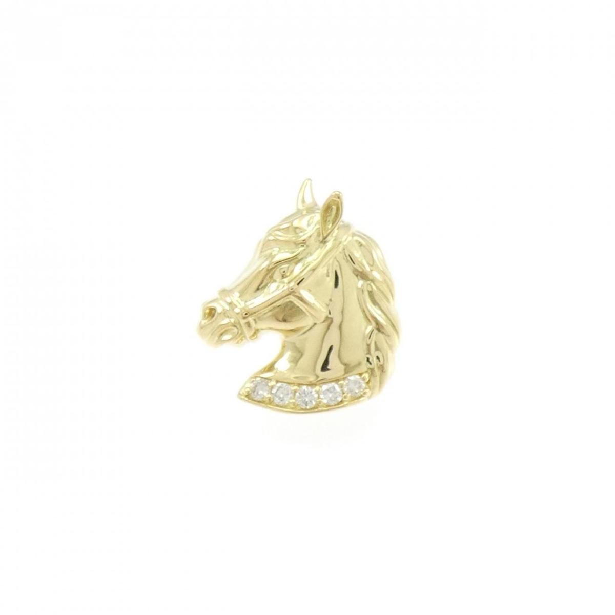 K18YG ホース ダイヤモンド ブローチ 0.07CT【中古】
