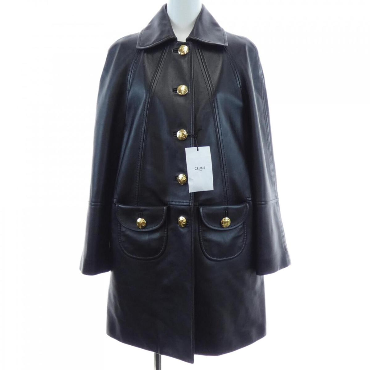 セリーヌ CELINE クロディーヌカラー 2D561583C レザーコート【中古】