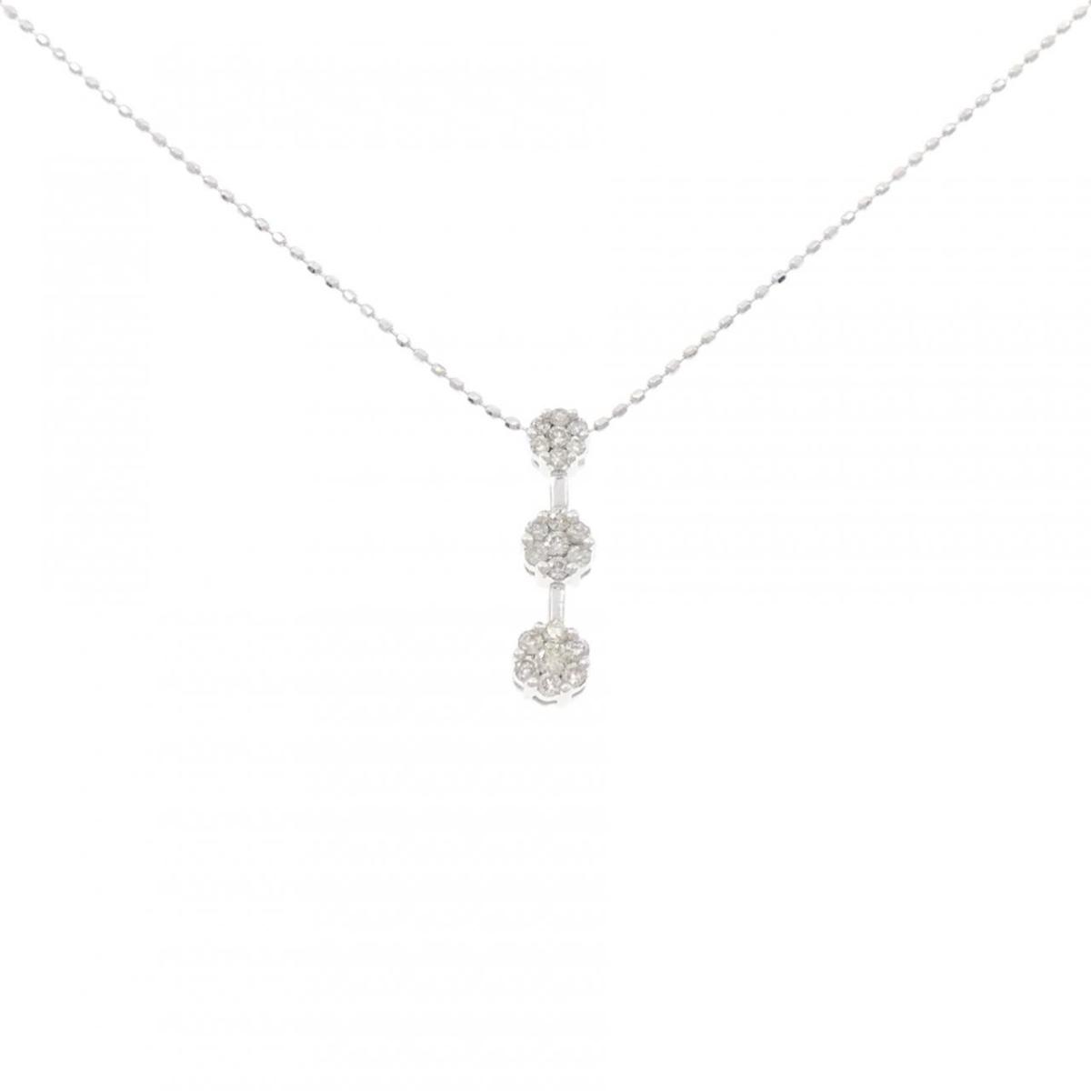 K18WG/750WG ダイヤモンド ネックレス 0.20CT【中古】