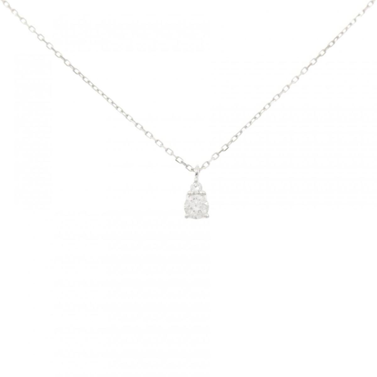 K18WG ダイヤモンド ネックレス 0.12CT【中古】