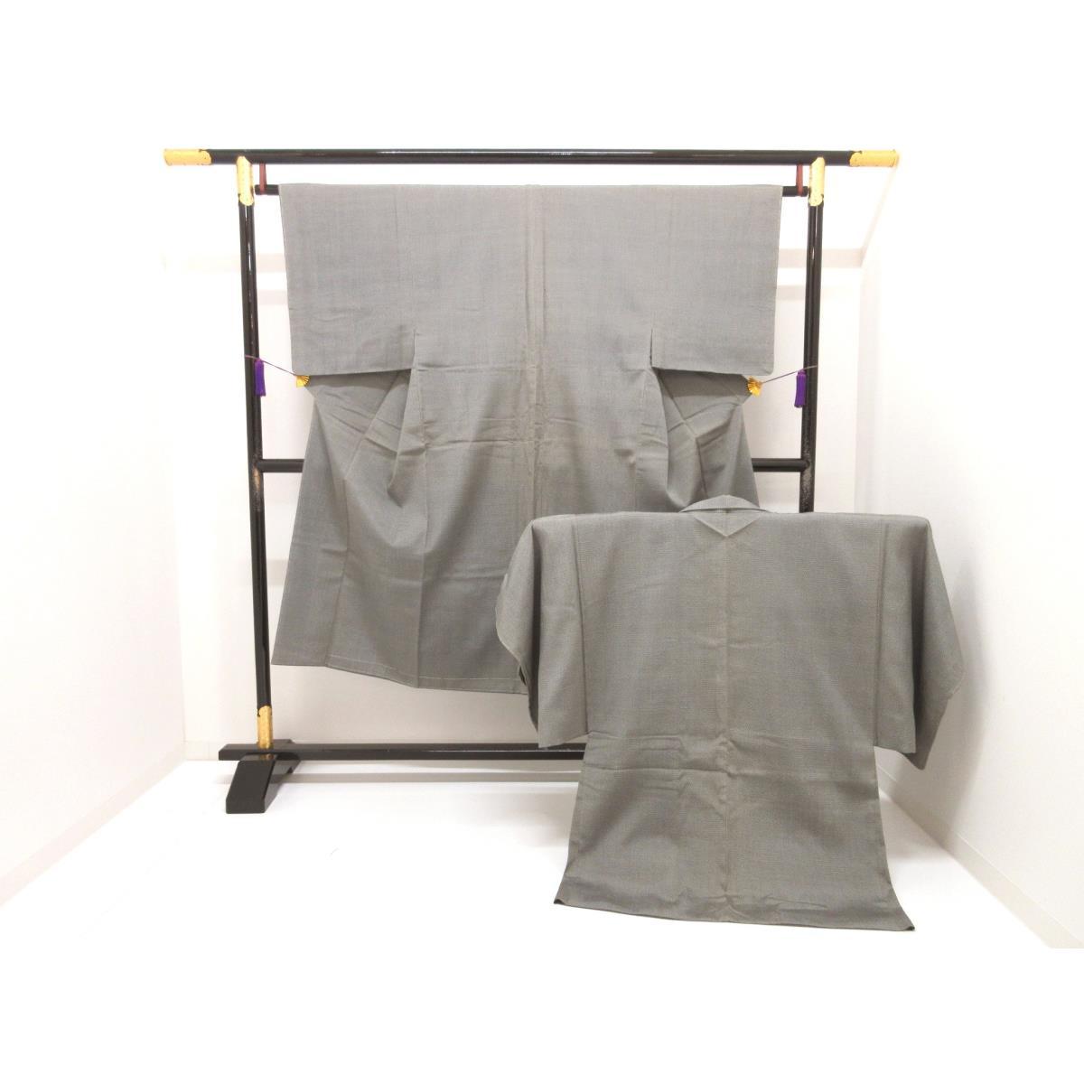 【未使用品】男物 お召織 きもの・羽織 2点セット【中古】