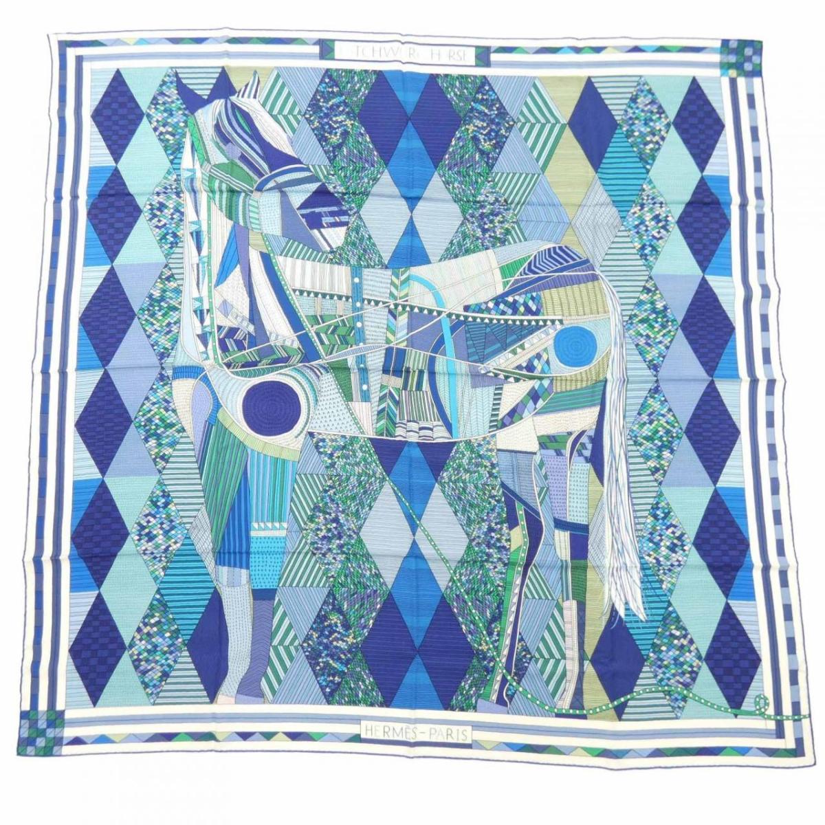 エルメス HERMES PATCHWORK HORSE 242710S カレジェアン140 ショール【中古】 82,830円