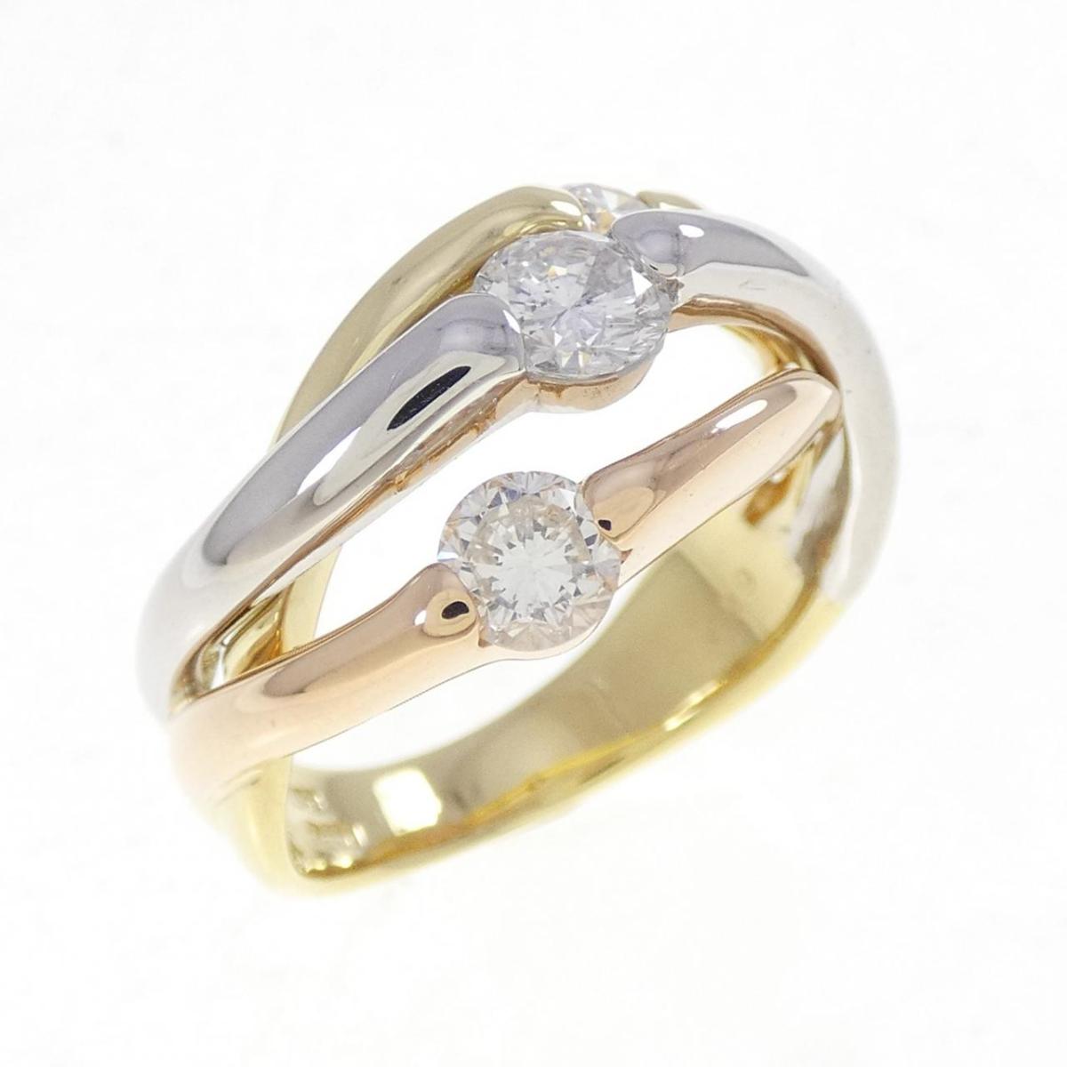 K18YG/PT900/K18PG ダイヤモンド リング 0.99CT【中古】