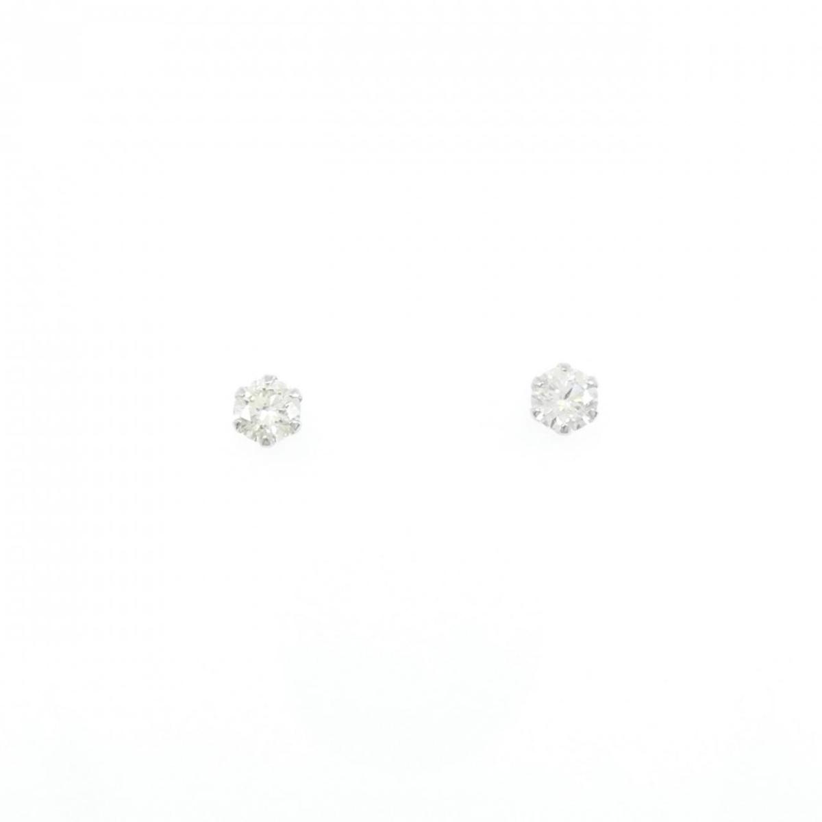 PT900 ソリティア ダイヤモンド ピアス 0.30CT【中古】
