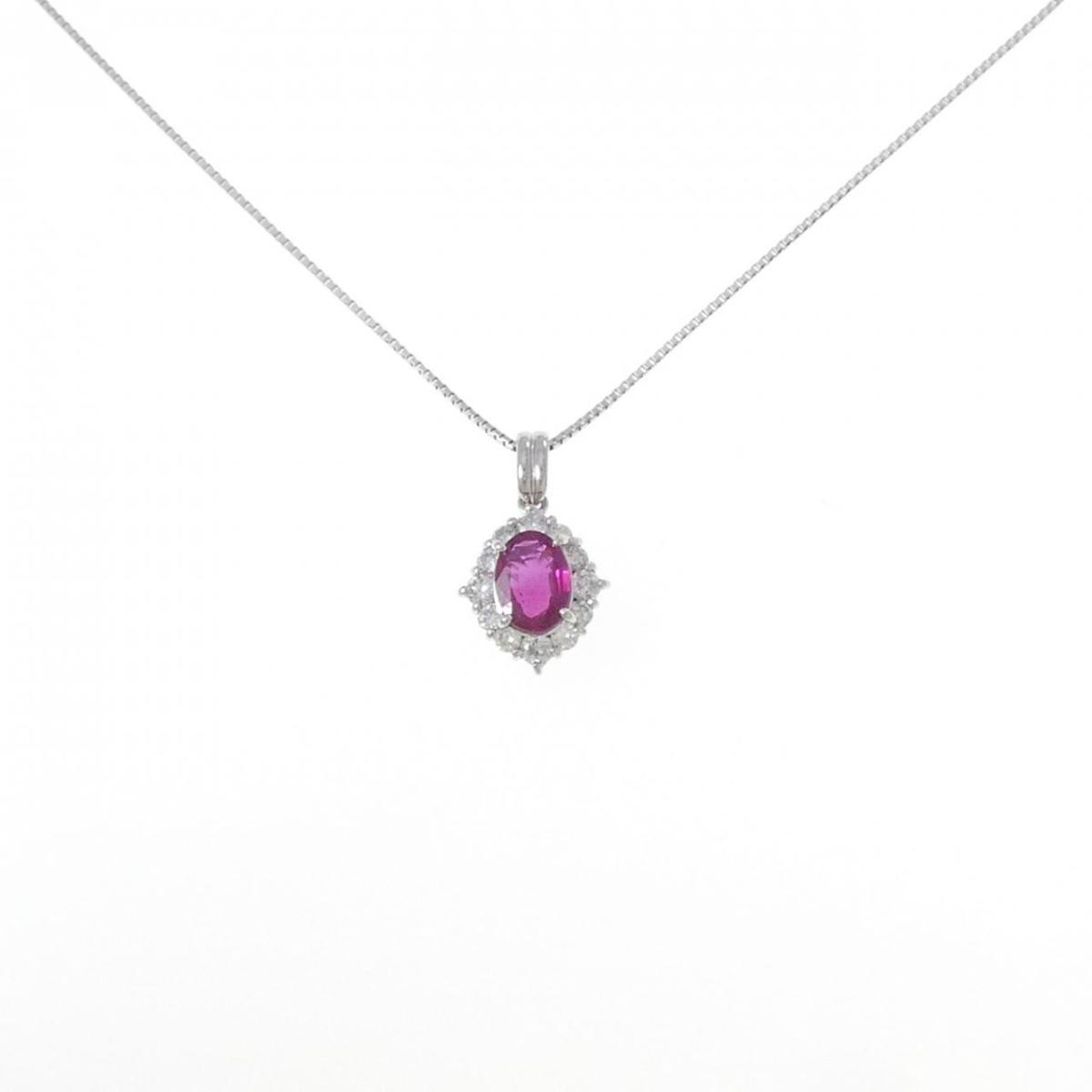 PT900/PT850 ルビー ネックレス 0.81CT【中古】