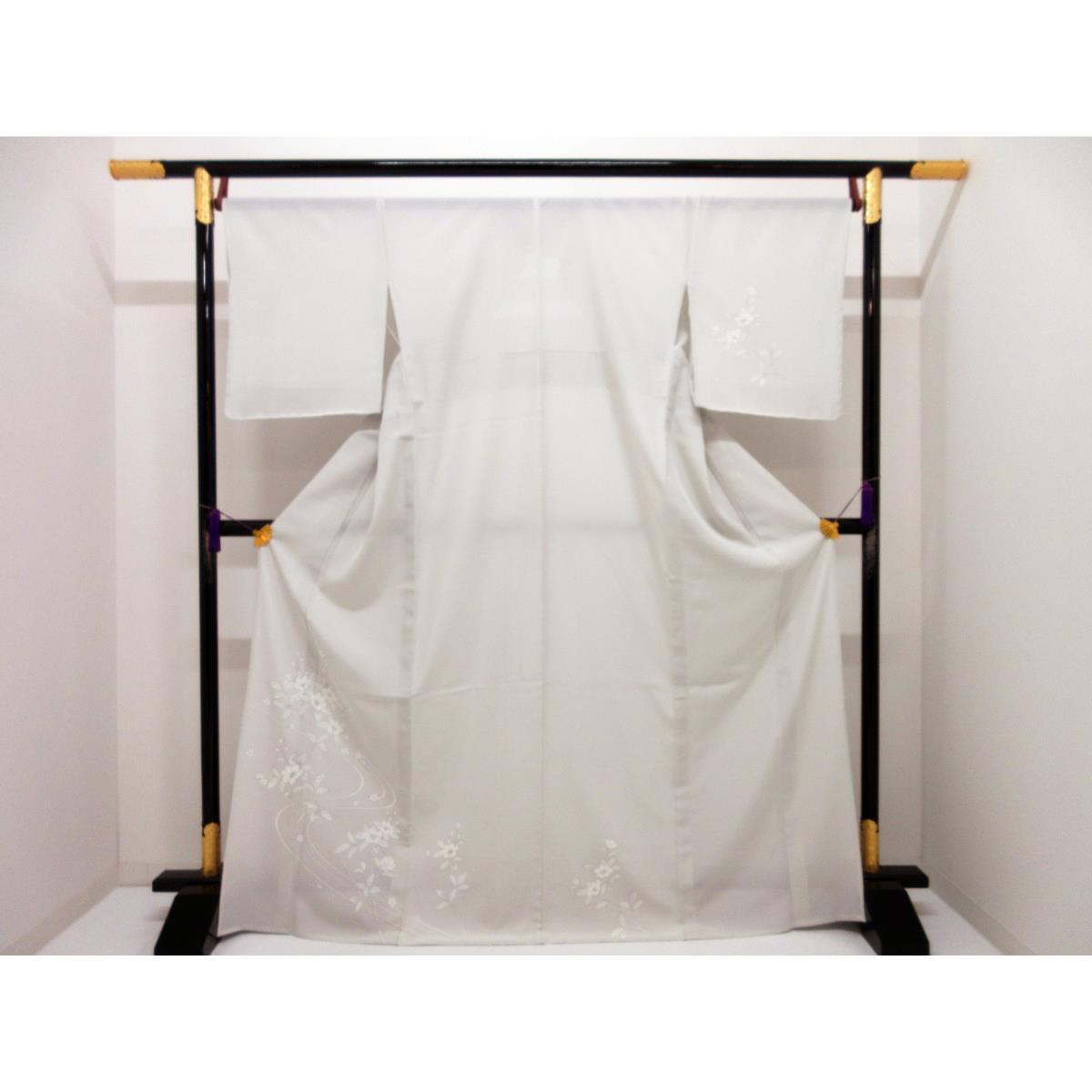 【新品】単衣　駒絽訪問着　友禅銀彩加工【新品】