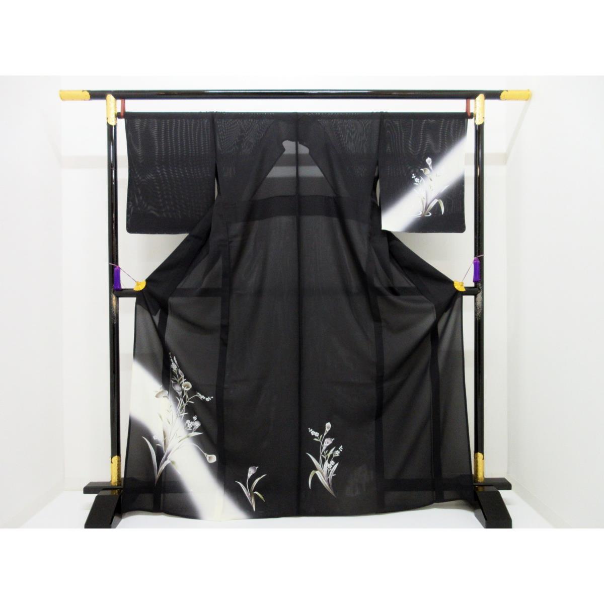 【新品】単衣 駒絽短い訪問着 金彩友禅ボカシ染【新品】