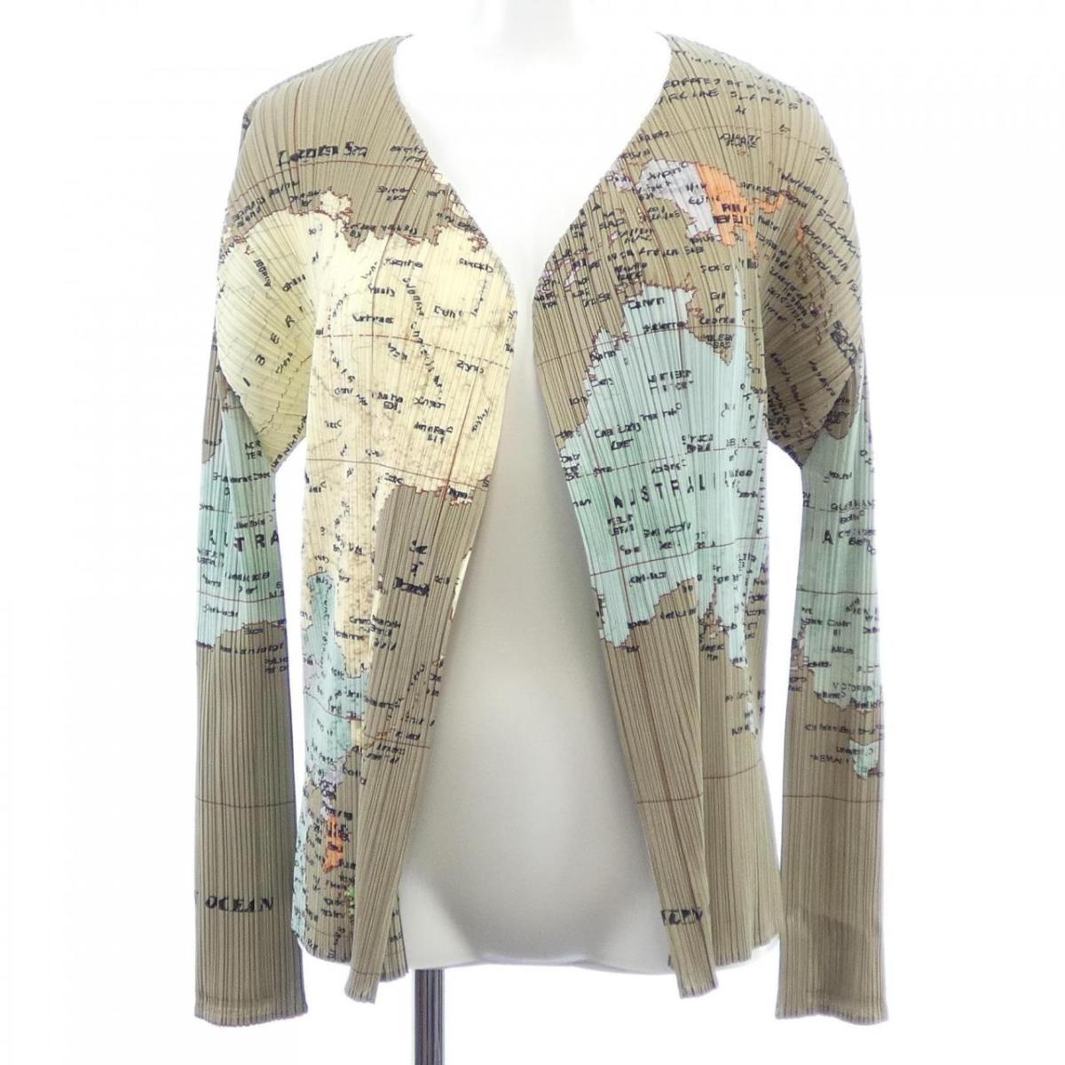 筋目プリーズ PLEATS PLEASE WORLD MAP 領域軍用地図 PP81-J0594 7563012 ジレー【中古】