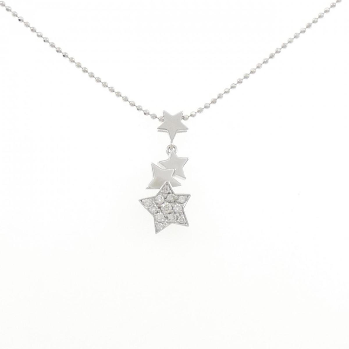 K18WG/750WG スター パヴェ ダイヤモンド ネックレス 0.20CT【中古】