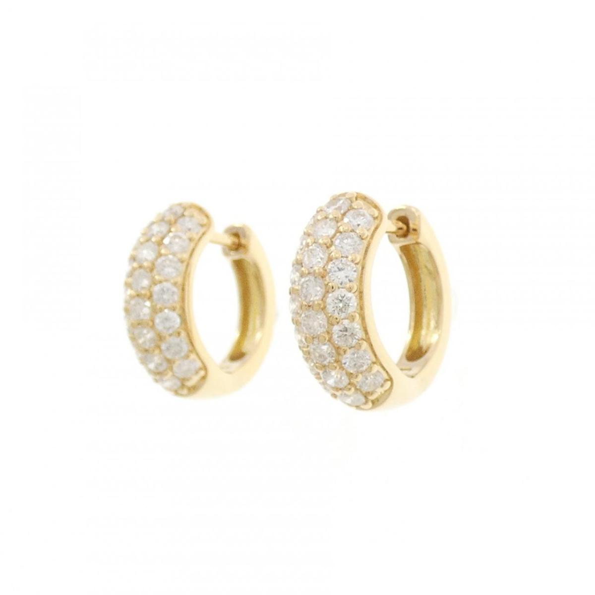 K18YG パヴェ ダイヤモンド ピアス 0.86CT【中古】