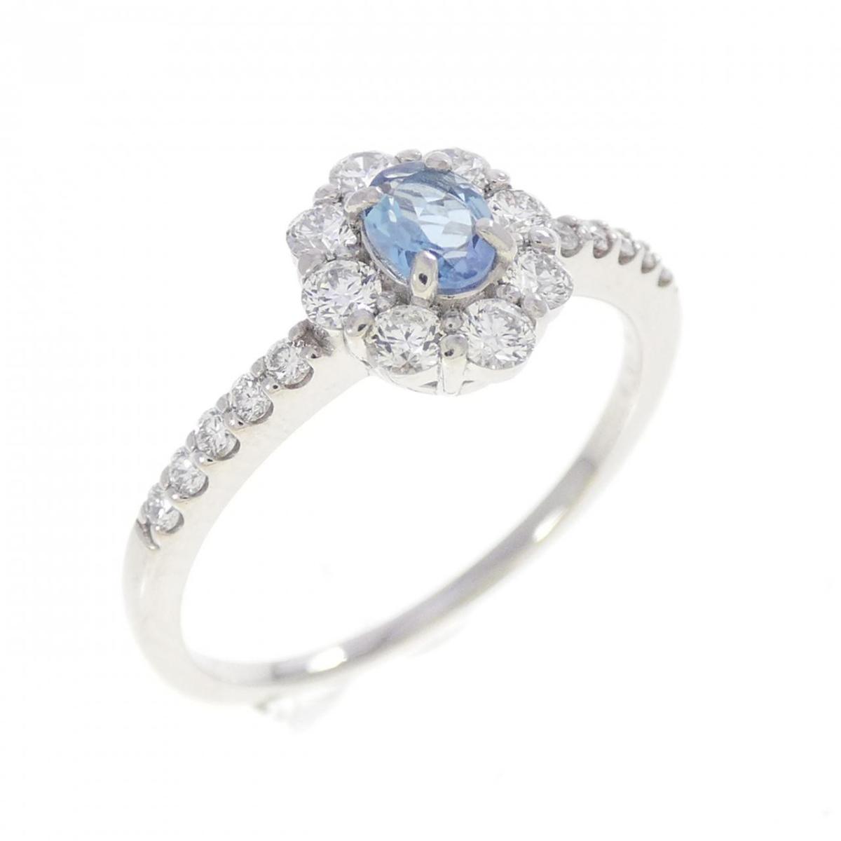 PT950 アクアマリン リング 0.13CT【中古】