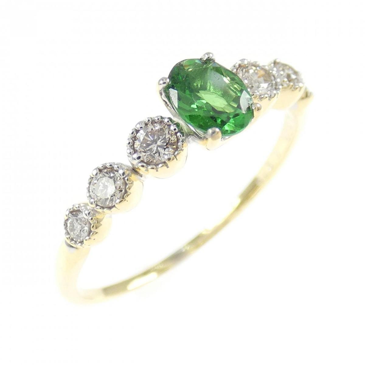 K18YG/K18WG グリーンガーネット リング 0.30CT【中古】