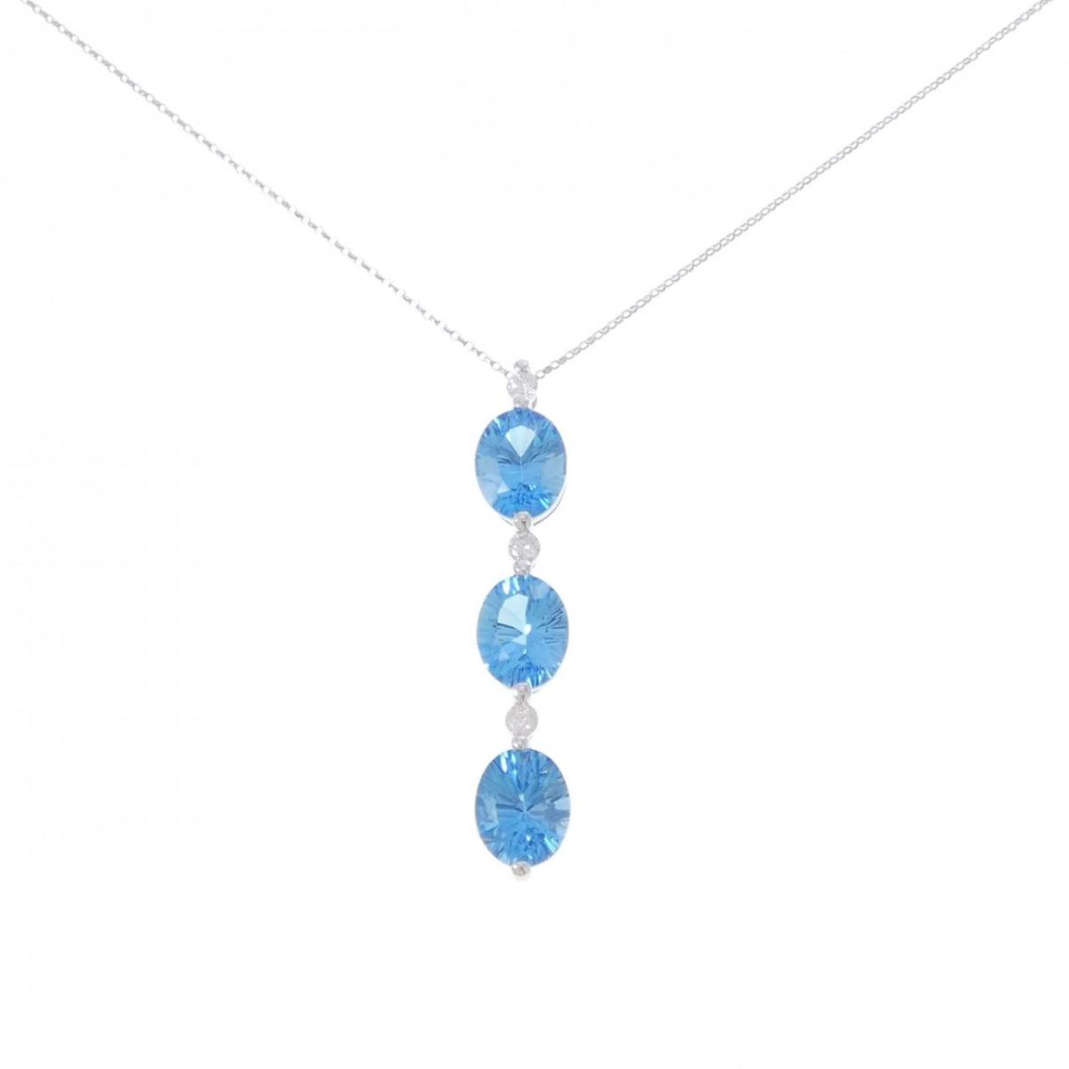 K18WG ブルートパーズ ネックレス 9.78CT【中古】