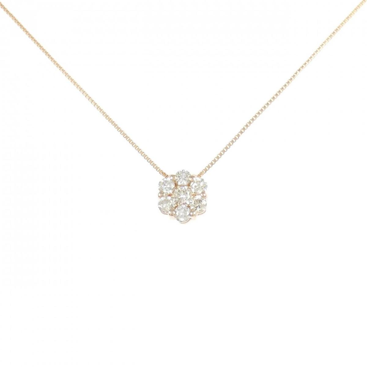 K18PG フラワー ダイヤモンド ネックレス 0.30CT【中古】 55,330円