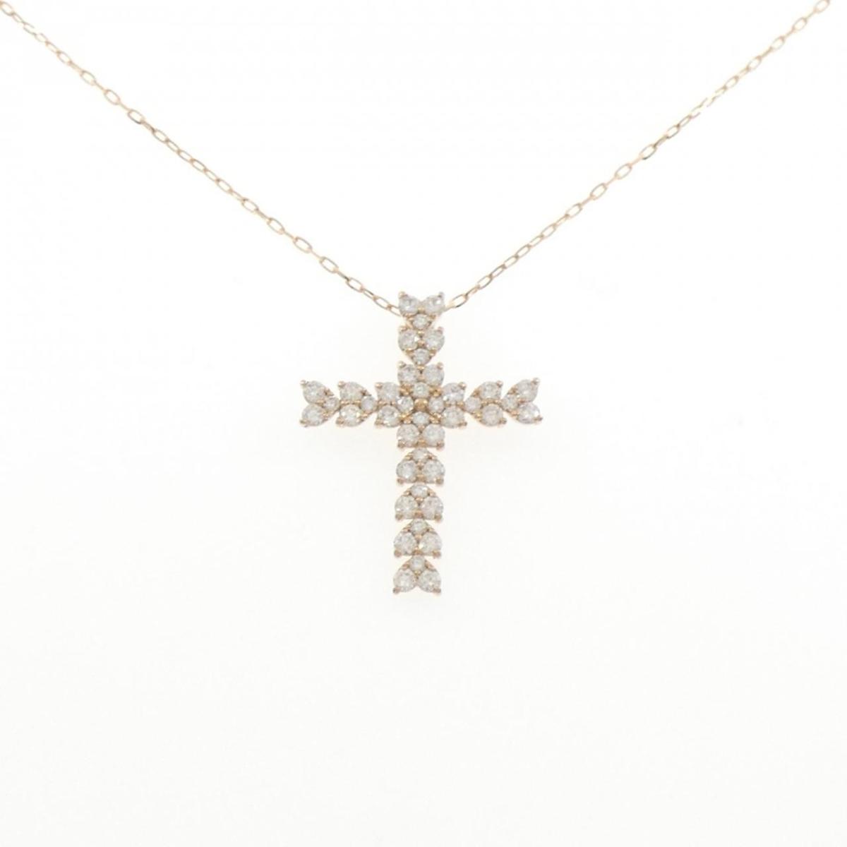 K18PG クロス&times;ハート ダイヤモンド ネックレス 1.00CT【中古】｜KOMEHYO ONLINESTORE 店