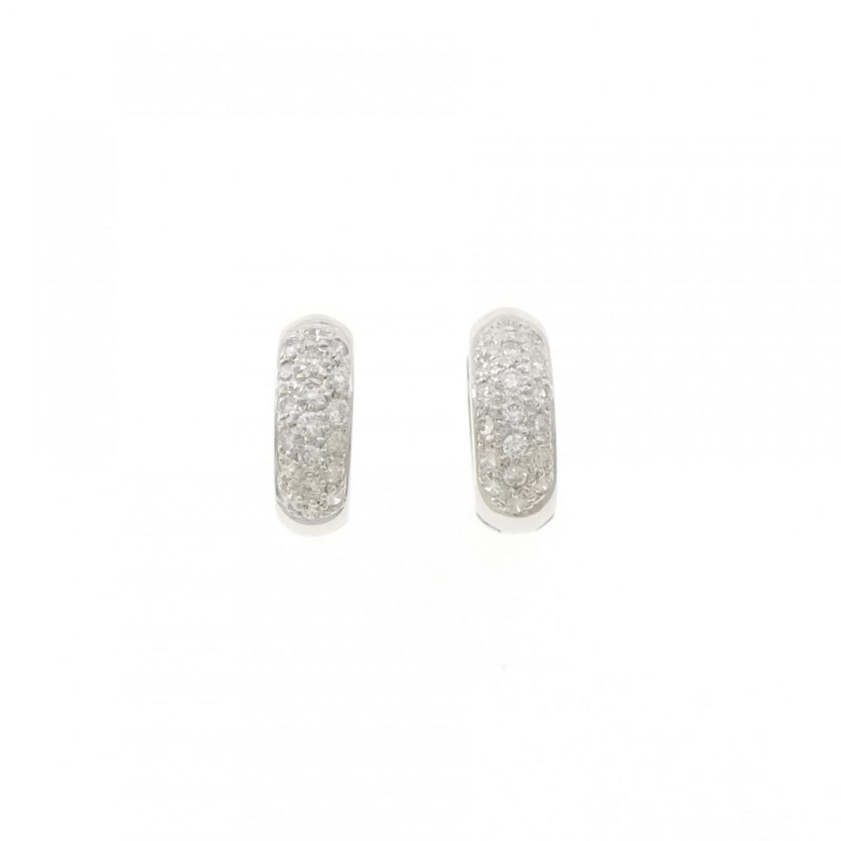 750WG ダイヤモンド フープ ピアス【中古】